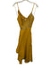 Farm Rio Size Small Yellow & Beige Linen Spaghetti Strap Eyelet High Low Dress Yellow & Beige / Small