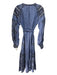 No Brand Size S/M Blue, White, Black Linen Blend Fringe trim Tassel Kaftan Dress Blue, White, Black / S/M