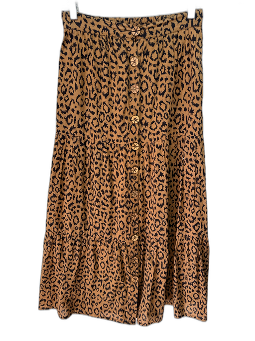 India Collection Emerson Fry Size XS Brown & Black Cotton Wooden Buttons Skirt Brown & Black / XS