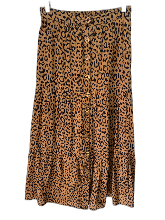 India Collection Emerson Fry Size XS Brown & Black Cotton Wooden Buttons Skirt Brown & Black / XS
