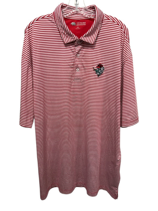 Onward Reserve Size XXL Red & White Polyester Striped Polo Men's Short Sleeve Red & White / XXL