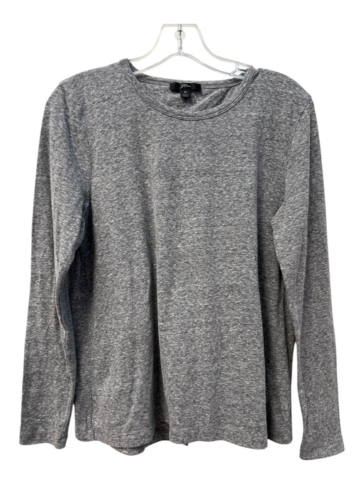 J Crew Size Medium Gray Cotton Blend Round Neck Heathered Long Sleeve Top Gray / Medium