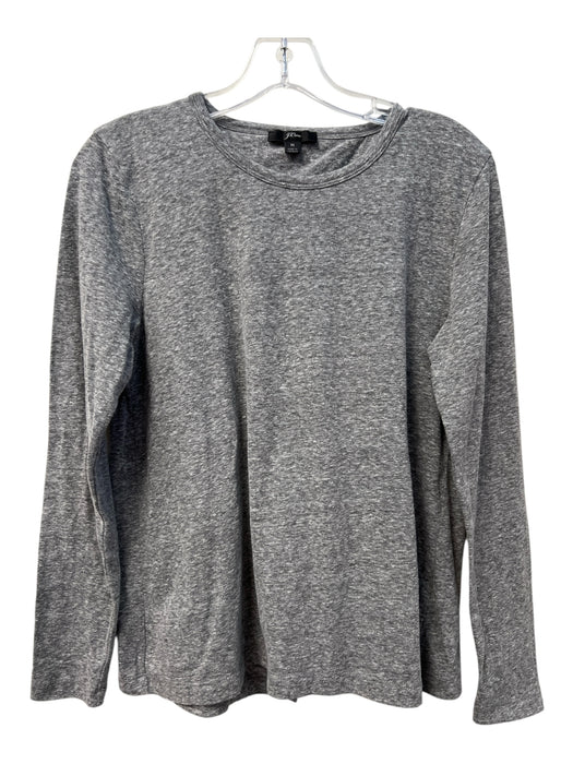 J Crew Size Medium Gray Cotton Blend Round Neck Heathered Long Sleeve Top Gray / Medium