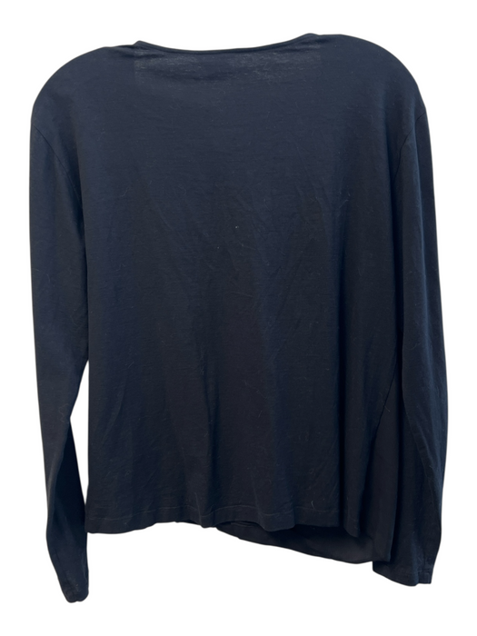 Theory Size S Black Cotton Blend Long Sleeve solid color Wrap Detail Top Black / S