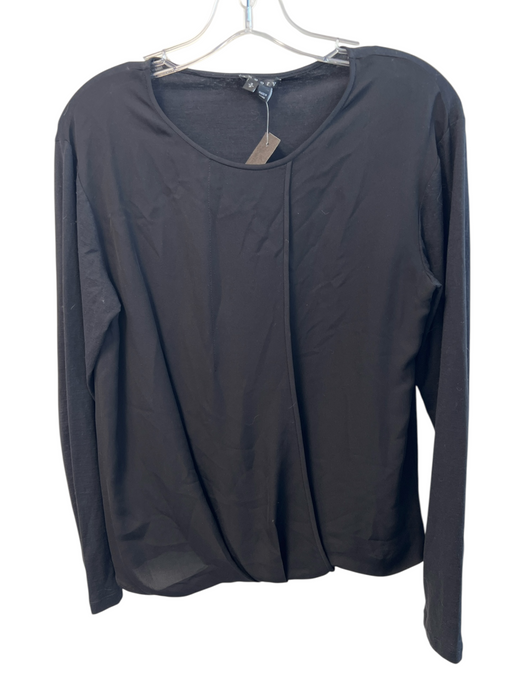 Theory Size S Black Cotton Blend Long Sleeve solid color Wrap Detail Top Black / S