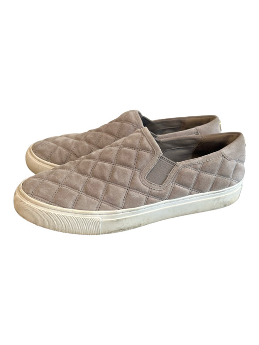 Tory Burch Shoe Size 8.5 Warm Gray Leather Suede Quilted Round Toe Slip On Shoes Warm Gray / 8.5