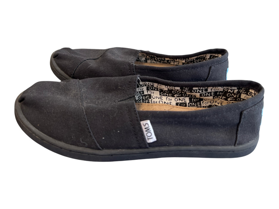 Toms Shoe Size 6 Black Canvas Slip On Closed Toe Logo Shoes Black / 6