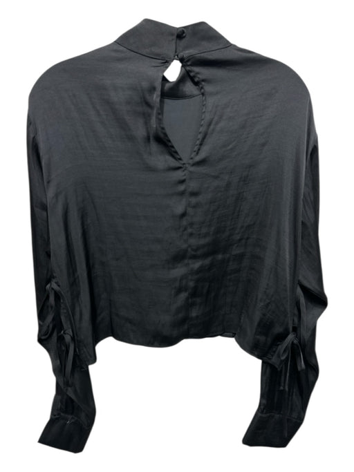 Solid & Striped Size S Black Polyester Long Sleeve Side Ties Mock Neck Top Black / S