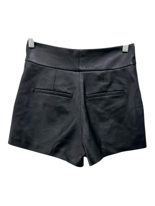 Alice + Olivia Size 0 Black Lamb leather High Rise Zip & Hook Closure Shorts Black / 0