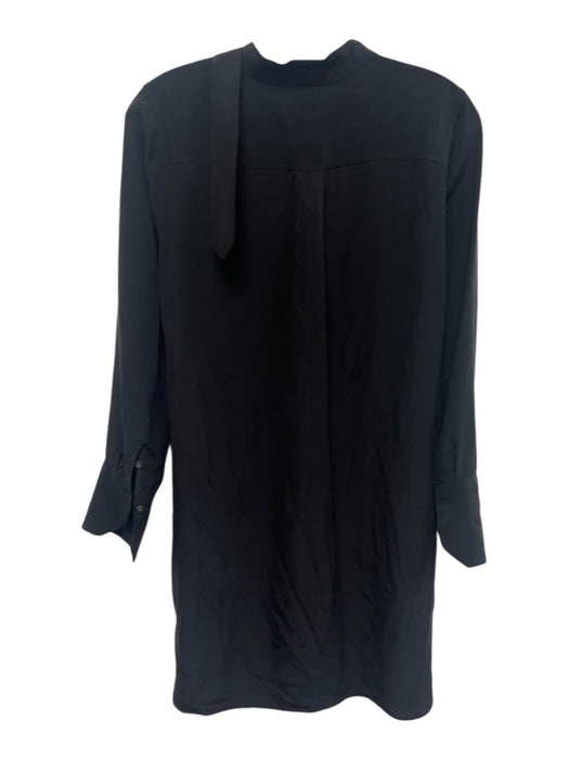 Equipment Femme Size XS Black Silk Long Sleeve V Neck Buckle Detail Mini Dress Black / XS
