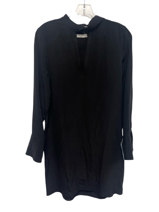 Equipment Femme Size XS Black Silk Long Sleeve V Neck Buckle Detail Mini Dress Black / XS