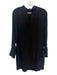 Equipment Femme Size XS Black Silk Long Sleeve V Neck Buckle Detail Mini Dress Black / XS