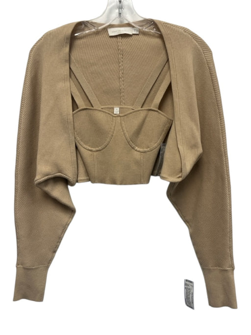 Jonathan Simkhai Standard Size XS Beige Modal Blend Ribbed Knit Sweater Set Beige / XS