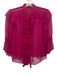 Alice + Olivia Size XS Magenta Pink Silk Sheer Ruffle Button Front Top Magenta Pink / XS
