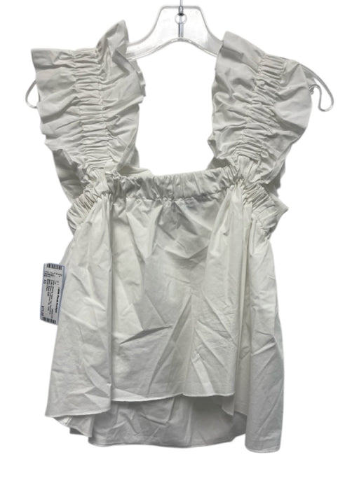 Monica Nera Size XS White Missing Fabric Tag Sleeveless Ruffle Straps Tank Top White / XS