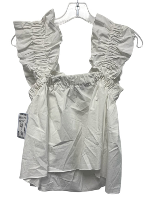 Monica Nera Size XS White Missing Fabric Tag Sleeveless Ruffle Straps Tank Top White / XS