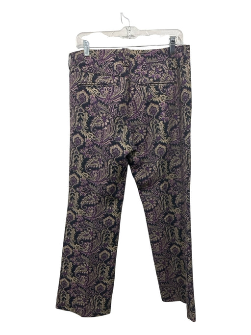 Free People Size 10 Black, Beige, Purple Cotton Blend Zip & Hook Closure Pants Black, Beige, Purple / 10