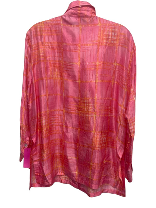 MaxMara Size 6 Pink & Orange Silk Long Sleeve Button Up All Over Print Top Pink & Orange / 6
