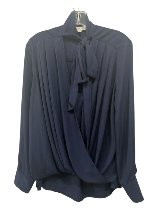 Derek Lam Size XL/4 Navy Blue Polyester Surplice High Low Top Navy Blue / XL/4