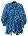 Tish Cox Size XXL Blue Print Cotton Floral Elastic Waist Long Sleeve Tunic Top Blue Print / XXL