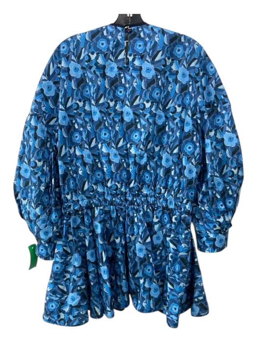 Tish Cox Size XXL Blue Print Cotton Floral Elastic Waist Long Sleeve Tunic Top Blue Print / XXL