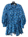 Tish Cox Size XXL Blue Print Cotton Floral Elastic Waist Long Sleeve Tunic Top Blue Print / XXL