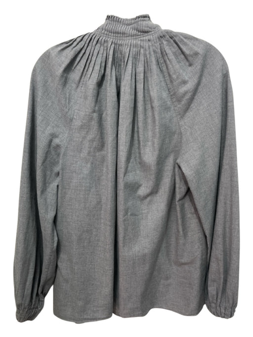 Tibi Size M Gray No Fabric Tag Long Sleeve Pleated Neck V Neck Top Gray / M