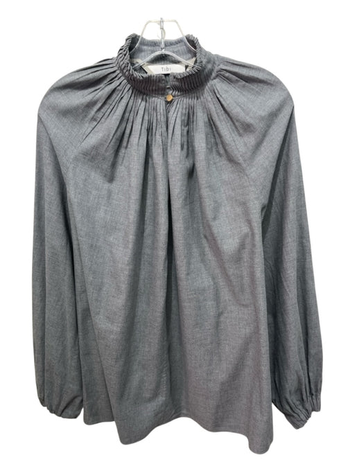 Tibi Size M Gray No Fabric Tag Long Sleeve Pleated Neck V Neck Top Gray / M