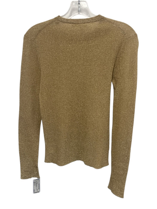 Michael Kors Size L Gold Polyester & Nylon Long Sleeve Metallic Top Gold / L