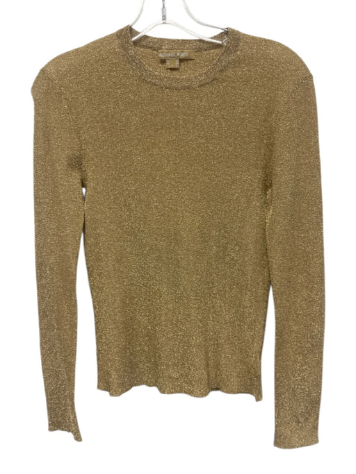 Michael Kors Size L Gold Polyester & Nylon Long Sleeve Metallic Top Gold / L