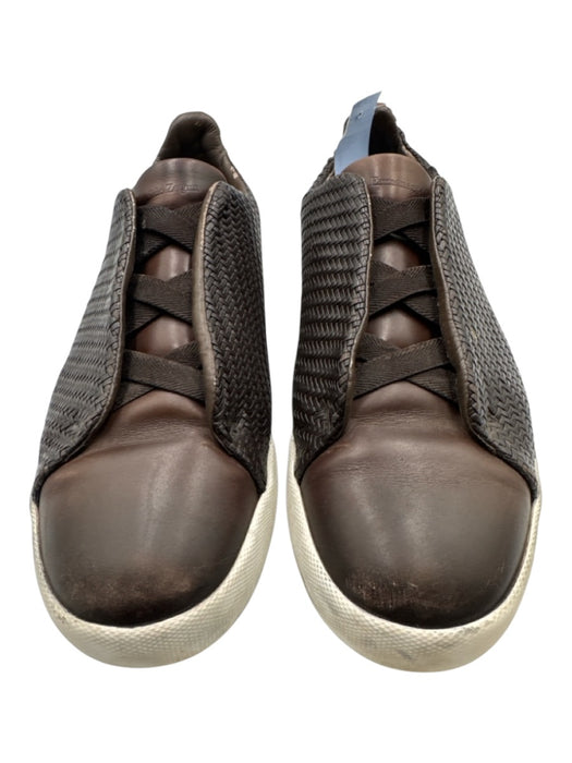 Zegna Shoe Size Est 10.5 AS IS Brown Leather Woven Sneaker Men's Shoes Brown / Est 10.5