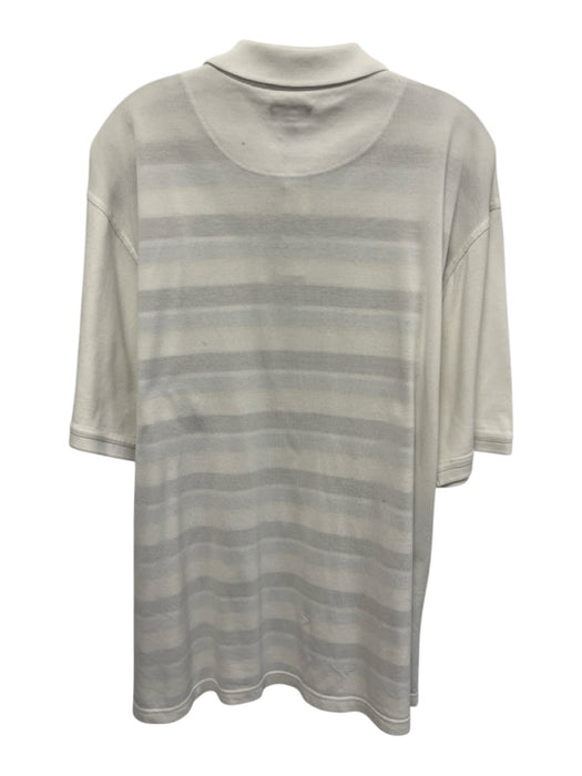 Burberry Golf Size XL White & Blue Cotton Blend Striped Polo Men's Short Sleeve White & Blue / XL