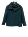 Akris Punto Size 10 Teal Blue Wool Blend Woven Asymmetric Collar Full Zip Jacket Teal Blue / 10