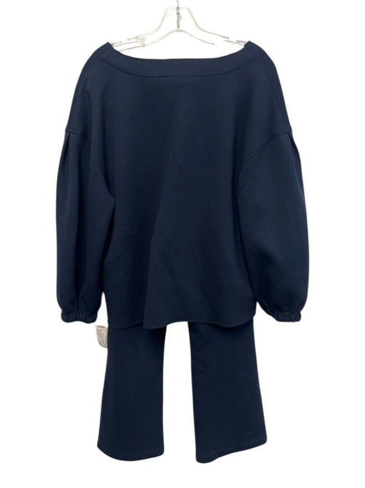 Ann Mashburn Size M/L Navy Blue Viscose Blend Pintuck V Neck Pant Set Navy Blue / M/L