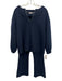 Ann Mashburn Size M/L Navy Blue Viscose Blend Pintuck V Neck Pant Set Navy Blue / M/L