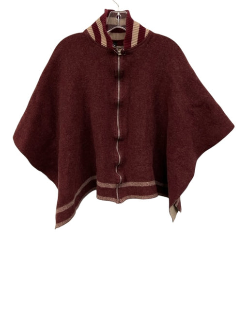 Rag & Bone Size One Size Red & Beige Wool Blend Ribbed Collar Zip Front Jacket Red & Beige / One Size