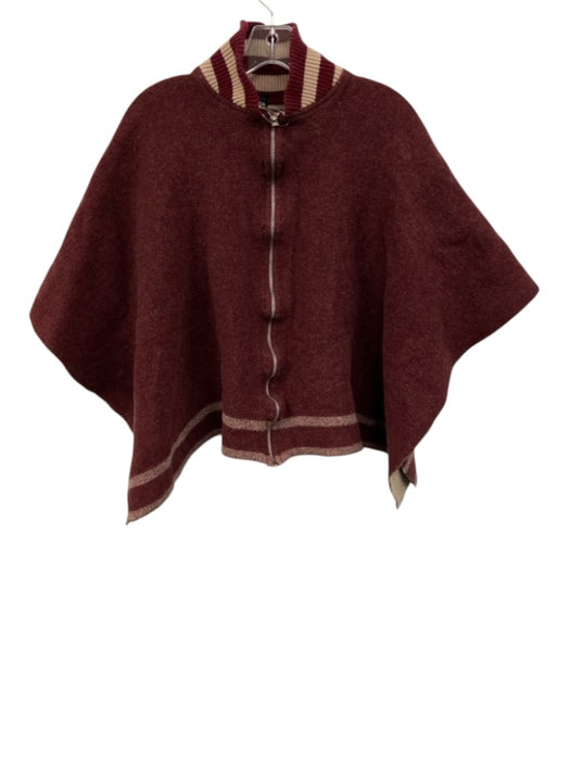 Rag & Bone Size One Size Red & Beige Wool Blend Ribbed Collar Zip Front Jacket Red & Beige / One Size