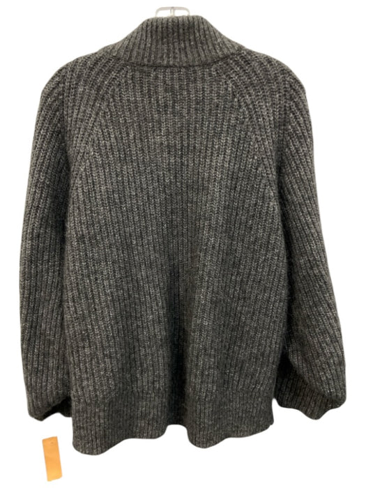 COS Size L Gray Alpaca Blend Ribbed Knit Fuzzy Zip Cardigan Gray / L