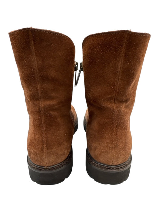 Aquatalia Shoe Size 9.5 Brown & Black Suede Upper Low Calf Side Zip Boots Brown & Black / 9.5