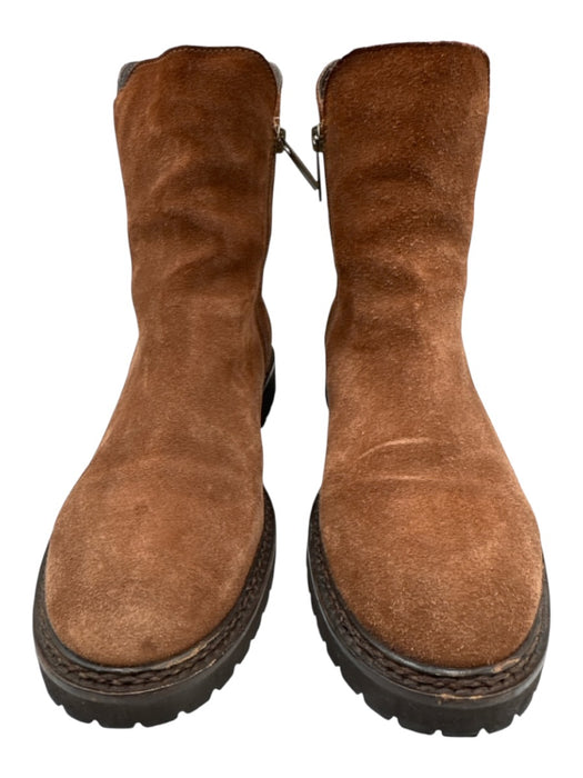 Aquatalia Shoe Size 9.5 Brown & Black Suede Upper Low Calf Side Zip Boots Brown & Black / 9.5