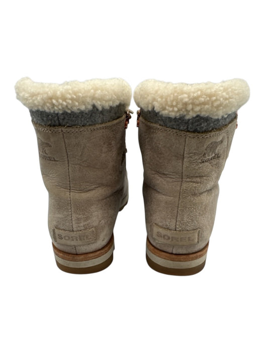 Sorel Shoe Size 9.5 Beige & Gray Leather Felted Lace Up Shearling Ankle Booties Beige & Gray / 9.5