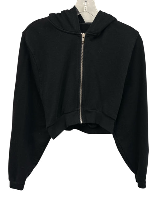 Alo Size Est XS/S Black Cotton Blend Zip Up Cropped Hoodie Sweater Black / Est XS/S