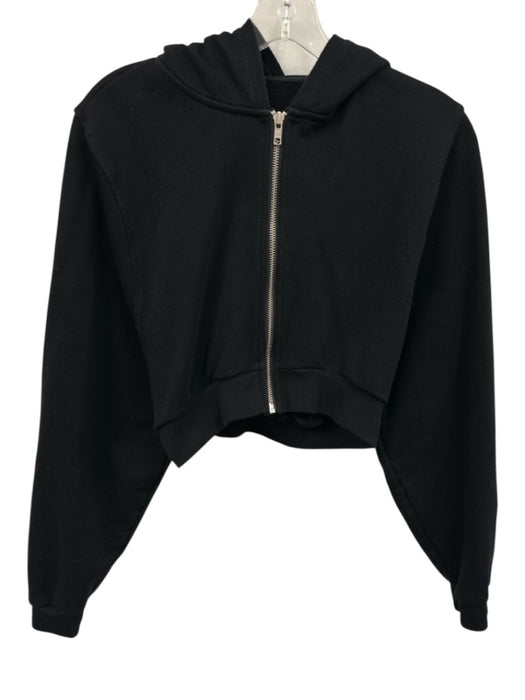 Alo Size Est XS/S Black Cotton Blend Zip Up Cropped Hoodie Sweater Black / Est XS/S