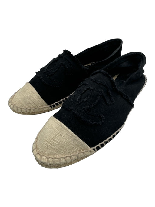 Chanel Shoe Size 41 Black & Beige Canvas Colorblock Interlocking CC Espadrille Black & Beige / 41