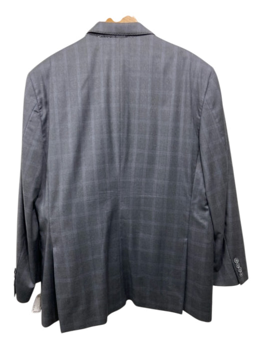 Peter Millar Gray & Navy Print Wool Plaid 2 Button Men's Suit 46R