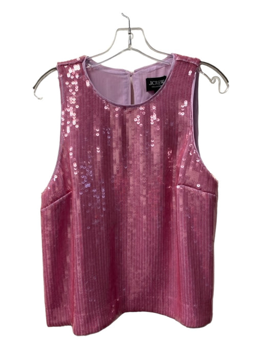 J Crew Collection Size Large Pink Polyester Sequin Round Neck Sleeveless Top Pink / Large