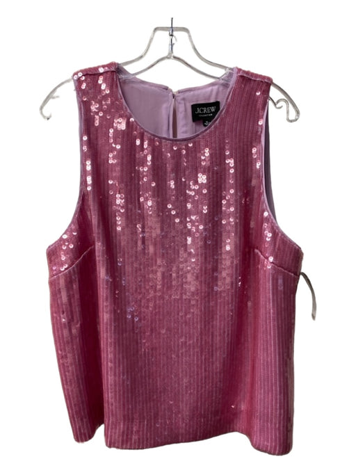 J Crew Collection Size XL Pink Polyester Sequin Round Neck Sleeveless Darted Top Pink / XL