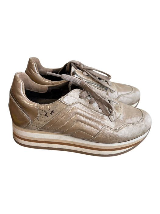 Softwaves Shoe Size 37 Champagne Patent Leather Low Top lace up Zip Detail Shoes Champagne / 37
