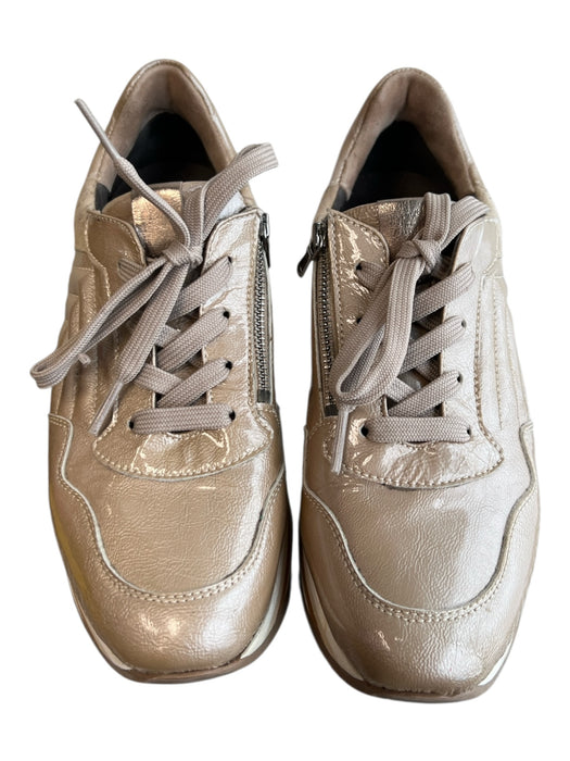 Softwaves Shoe Size 37 Champagne Patent Leather Low Top lace up Zip Detail Shoes Champagne / 37