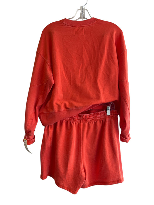 Sundry Size M Orange Cotton Blend Long Sleeve Stretch Waist Drawstring Short Set Orange / M